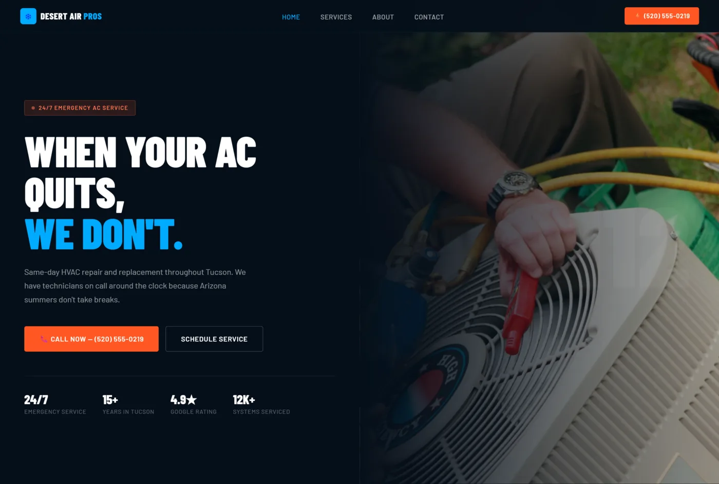 Desert Air Pros website preview