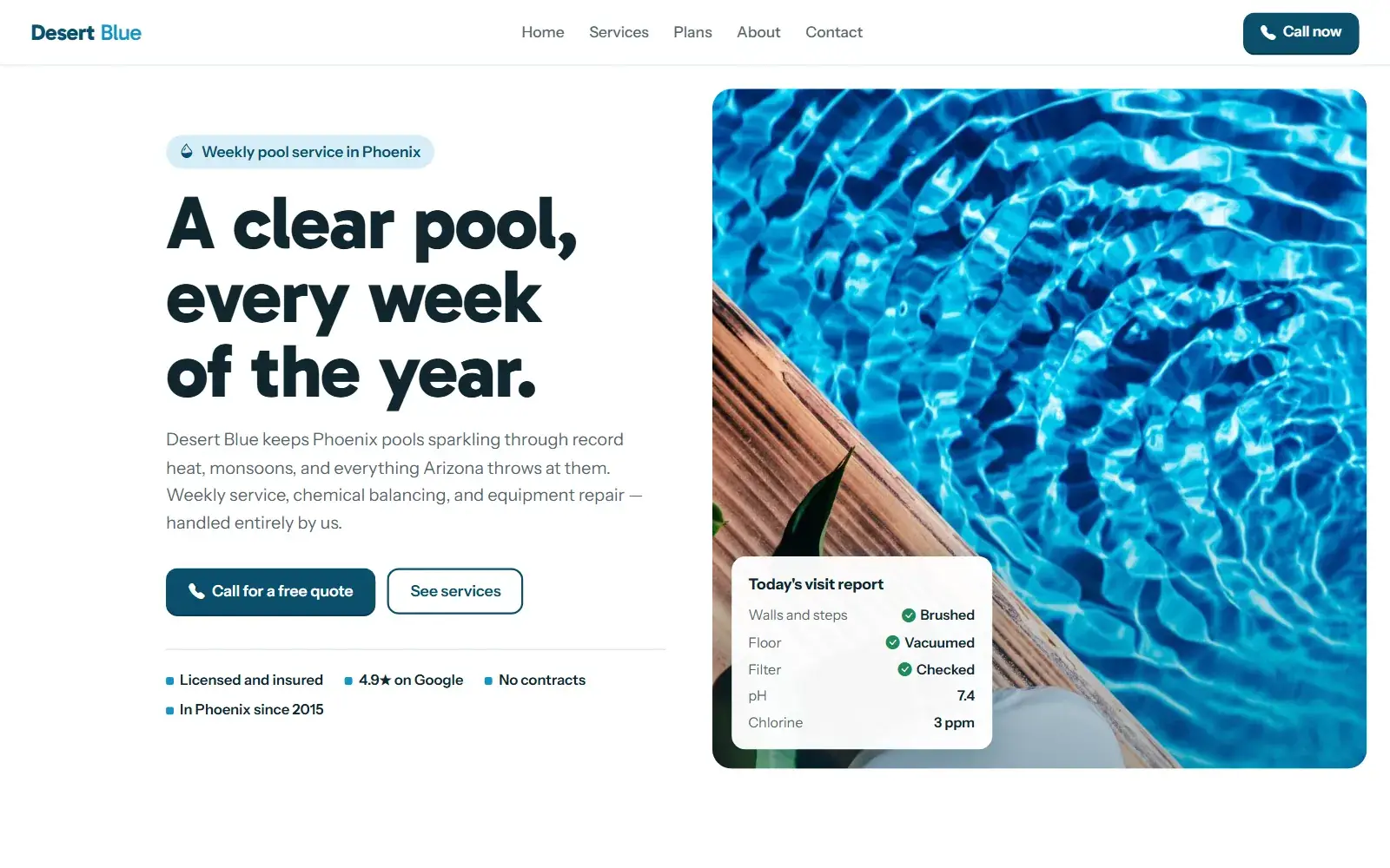 Sitio web de Desert Blue Pool Service