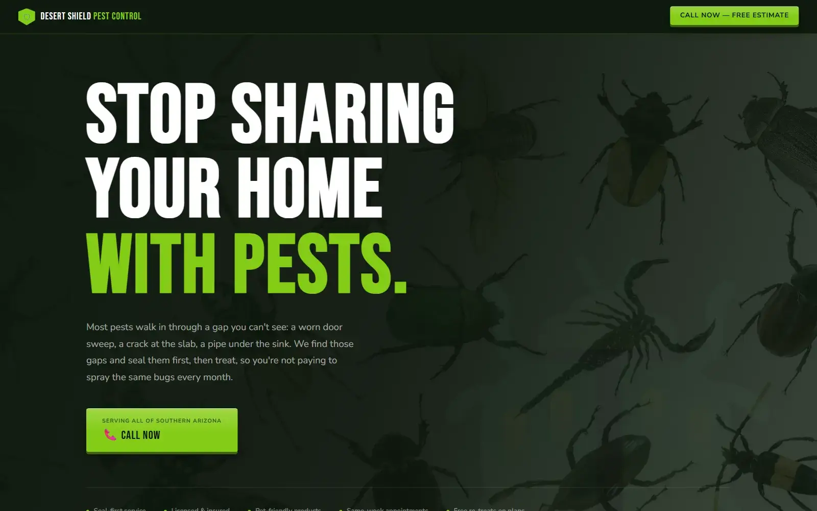 Sitio web de Desert Shield Pest Control