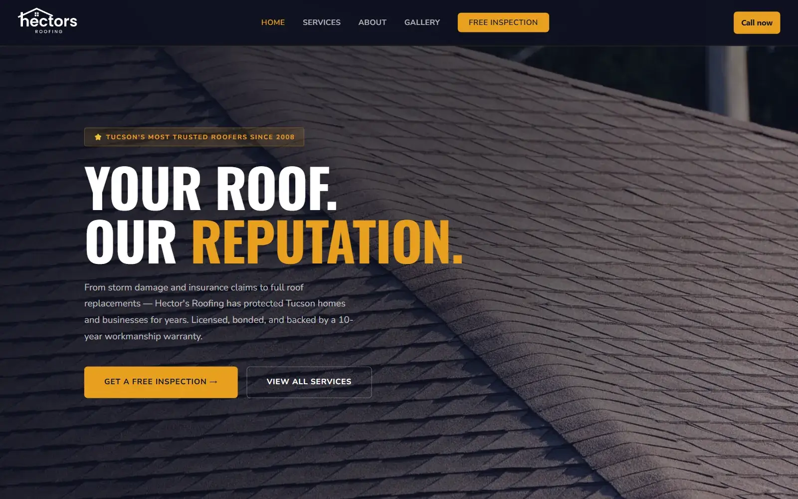 Sitio web de Hector's Roofing