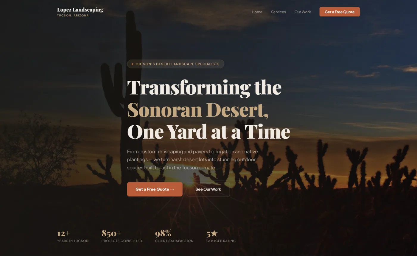 Lopez Landscaping website preview