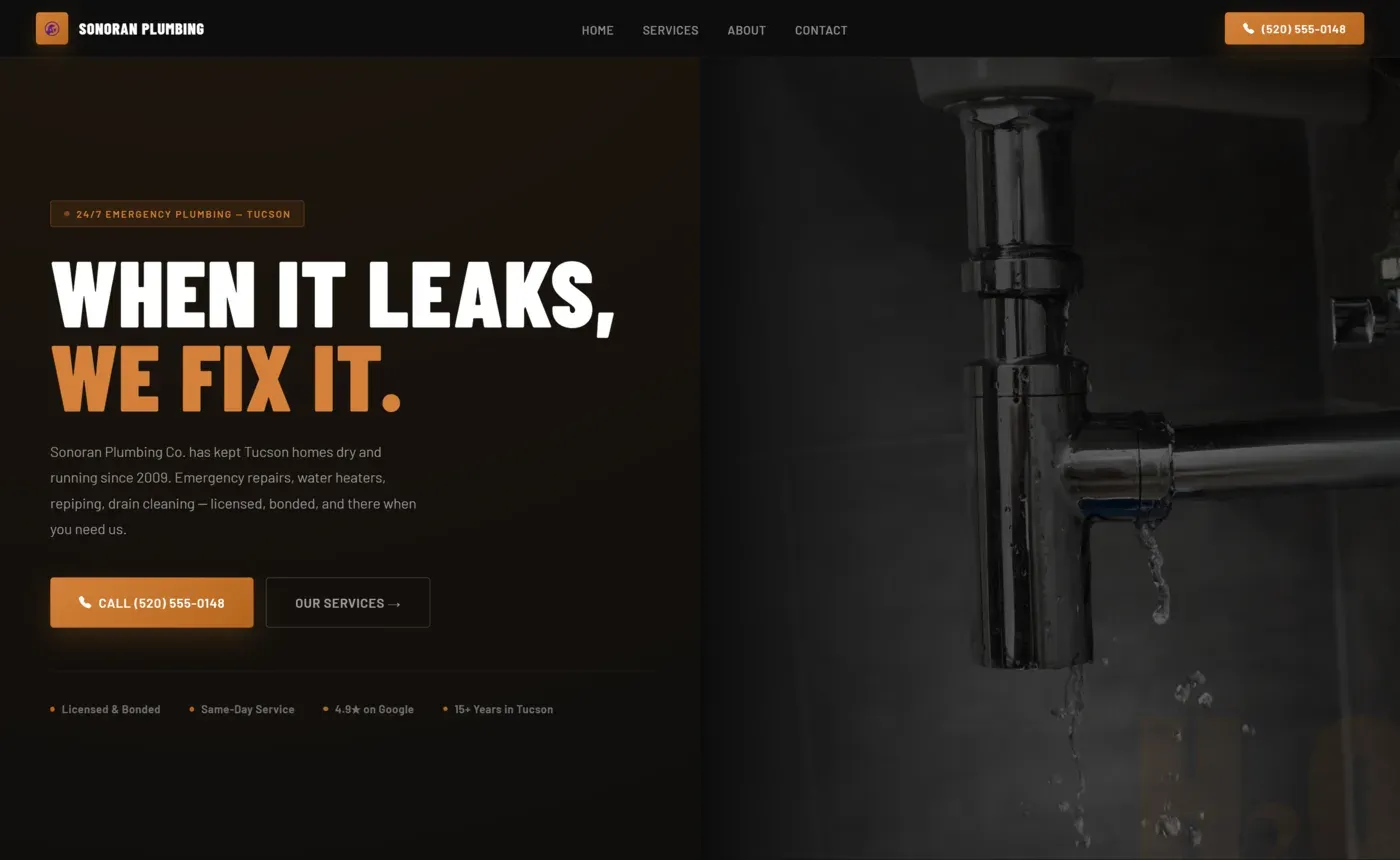 Sonoran Plumbing website built by The Local Web Pros
